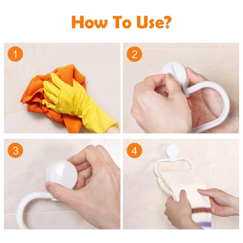 Towel Holder Ring White Towel Plastic Hanger No Dilling Hand
