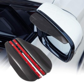 TOMALL 2Pcs Rear View Mirror Mirror Rain Visor Smoke Guard Universal Black Thicken Rear View Side Mirror Rain Eyebrow for Cars SUV Truck Rear View Mirror Cover Accessories (Black)