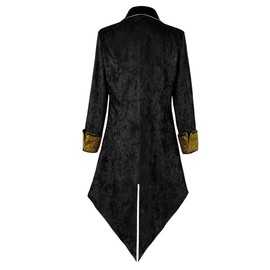 Apocrypha Mens Medieval Steampunk Tailcoat Victorian Vintage Jacket Frock Coat (Black, Large)
