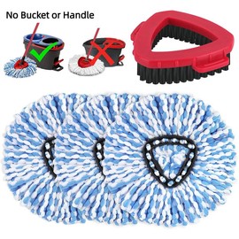 For O-Cedar Rinse Clean 2 Tank Mop 3PC Spin Mop Heads & Scrub Brush Refills Microfiber Spin Mop Replacement for Mother's Day Without Bucket:_3pcRinsemop+1brush