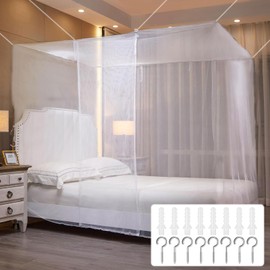 CINGHIA Moskitonetz Bett,Betthimmel,Quadrat Himmelbett Vorhänge,Feinmaschiger Mosquito Netz Bett,Canopy Bed Curtains fur Doppelbett Einzelbett,Moskitonetz Weiß 150×200×165cm