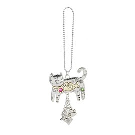 100 North Ganz ER67571 Kitty Cat Pet Lover Pawprint 7.5 x 2 Inches Zinc Alloy Metal Car Rear View Mirror Charm Decoration Interior Hanging Ornament Pendant