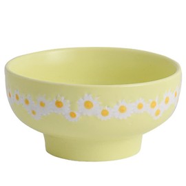 WAYUTO Ceramic Daisy Serving Bowl Embossed Crockery Soup Dessert Bowl Daisy Edge Relief Dinnerware Round Dining Bowl for Ice Cream Kitchen Decoration Tableware Dinnerware Household Wedding