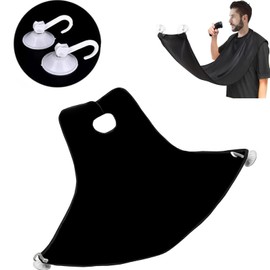 Black Beard Apron Beard Catcher, Shaving, Trimming & Beard Catcher, Waterproof Non-Stick Combing Cloth with 2 Sucker Hooks Hair Clippings Catcher & Grooming Cape Apron, Best Gift for Men,Made for Men