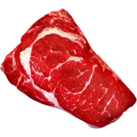 Jizlan Realistic Food Steak Plush Dog Squeaky Toy, Soft Food Shape Pet Chew Toy for Small Medium Dogs and Non-Aggressive Chewers, Puppy Teeth Clean Chew Toys