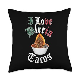 Birria Lovers Apparel Birria Tacos Beef Stew Mexican Chivo Truck Street Throw Pillow, 18x18, Multicolor