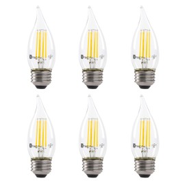 Xtricity LED 3.5W Flame Tip Clear Filament Chandelier Light Bulb, 40W Equivalent, 300 Lumens, 3000K Soft White, Dimmable, 120V, E26 Medium Base, UL Listed, Clear (6 Pack)