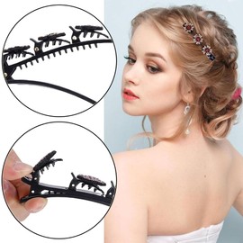 YGCHEN Crystal Braided Hair Clips, Crystal Flower Hair Clip, Double Layer Hummingbird Hair Accessories, Rhinestone Hair Clips, Flowers, Duck Beak Clip for Women and Girls