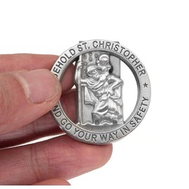 ForFine St Christopher Medal Car Saint Christopher Visor Clip Auto Visor Accessories Bless Driving Safety Gift for Parent, Family, Friend, New and Old Driver (1 PCS)