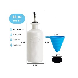 Unbranded Ceramic Oil Vinegar Dispenser Cruet White with Spout Funnel Labels Kitchen Cook