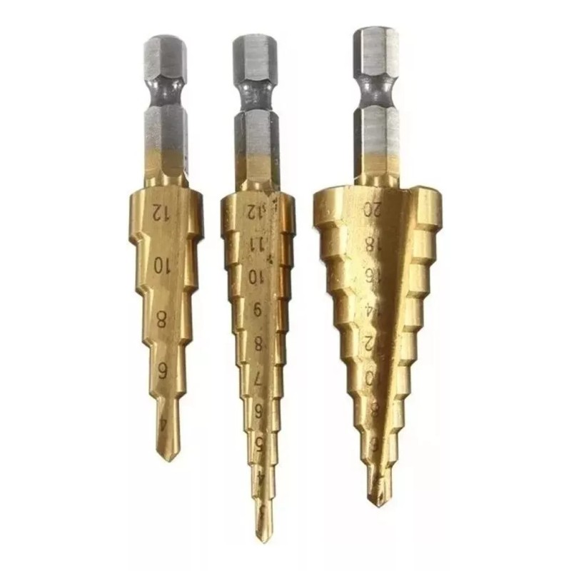 Veraly Brocas Escalonadas Conicas 3 Aleacion Nitruro De Titanio