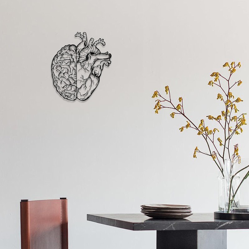 Rajukit Brain Decor and Anatomical Heart Metal Wall Art, 12.6x11