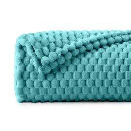 BEDELITE Fleece Throw Blanket for Couch & Bed - 3D Jacquard Decorative Teal Blanket, Super Soft and Cozy Warm Fuzzy Blanket All Seasons Suitable, 50x60Inches