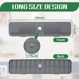 24In Kitchen Sink Splash Guard, Grey Splash Guard For Sink Maintain Cleaner And Drier Kitchen Environment Silicone Sink Faucet Mat Reliable Solution For Containing Water Splashes Softness,Flexibility