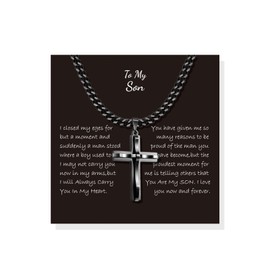 To My Son Cross Necklace Cross Necklace for Men First Communion Gifts Son Gifts from Dad Mom Gold Cross Necklace for Men Christmas Gifts for Men Stocking Stuffers for Men