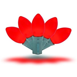 Novelty Lights 25 Pack C9 LED Ceramic Outdoor Patio Party Christmas Replacement Bulbs, Red, 3 LED's Per Bulb, Plastic, Energy Efficient