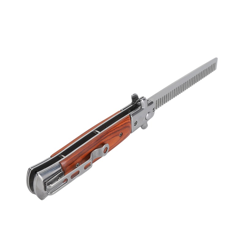 Switchblade Oil Hair Comb Stainless Steel Portable Automatic Spring Folding