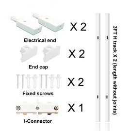 H Track 120V 3 Feet H 3-Wire Track, with mounting Accessories, Single Circuit,White