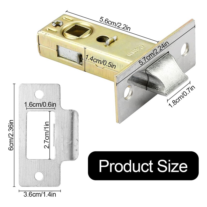 45mm Tubular Latch, GLADFRESIT Polished Chrome Mortice Latch, Door Latch