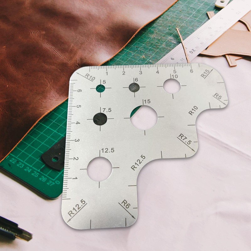 Folpus Leathercraft Drawing Ruler Round Corner Template Circle Stencil Tool