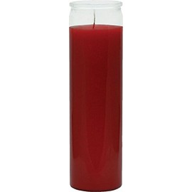 Indio 7 Day Glass Plain Color Glass Candles 8" Tall - Red