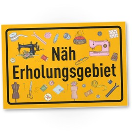 DankeDir! Näherholungsgebiet - Schild 30 x 20 cm - Partydeko Nähen Geburtstagskarte Geschenkidee - Frauen Nähzimmer Nähmaschine Freundin Geburtstagsgeschenk Geschenk Geburtstag