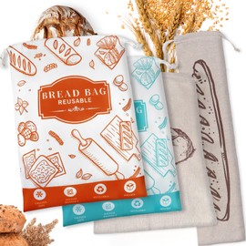 4-Pack Bread Bags for Homemade Bread, Reusable Sourdough Bread Storage Bags with TPU Lining for Loafs Baguette Fresh Keeping,Freezer Bread Keeper, Homesteading Essentials and Baking Gifts.