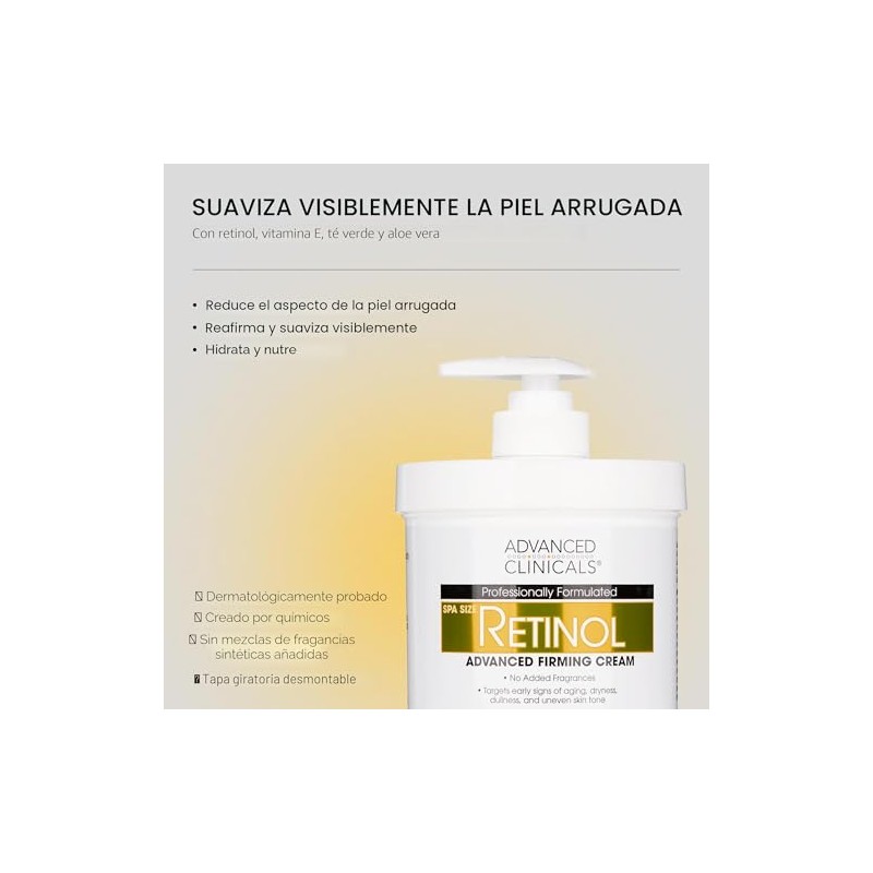 Advanced Clinicals Loción Hidratante Retinol Cuerpo Cara Crema Corporal Cuidado