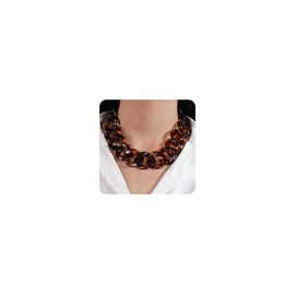 Jumwrit Acrylic Necklace Tortoise Link Necklace Cuban Chain Necklace Leopard Print Necklace Punk Chain Choker Necklace for Women Girls Accessory