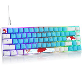 Fogruaden Wired 65% Percent Mechanical Keyboard,RGB Backlit Ultra-Compact 68 Keys Gaming Keyboard with Stand-Alone Arrow/Control Keys (Red Switch,Blue)