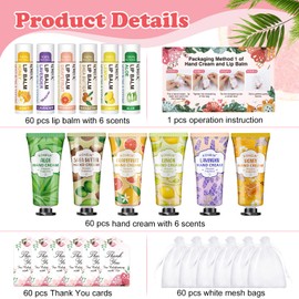 60 Pack Hand Cream Bulk and Lip Balm Bulk Sets, Bridal Shower Gifts, Bridesmaid Gifts and Baby Shower Party Favors for Guests, Employee Appreciation Gifts, Birthday Gifts and Small Gifts for Women
