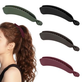 4 Stück Banana Clip, Banana Clip Dünnes Haar Dickes Haar Bananenspange Haare Haarspange Groß Bananen Clips Haare Vintage Haarspangen Damen Bananenklammer Haaren Rot, Grün, Schwarz, Grau, 4 Farben