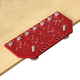 Shelf Pin Hole Jig and Hinge Clamp Two-in-One, with Self-Clamping Function All-Metal Peg Pin Handle with 6mm Drill Bit Cabinet Concealed Doweling Hardware Assembly Making Tool Drilling Guide