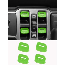 Savadicar Green Interior Accessories - Window Control Switch Trim Set for 2018-Present Jeep Wrangler JL JLU 4XE & Gladiator JT - Solid Color Interior Decor Upgrade Option, 4-Piece