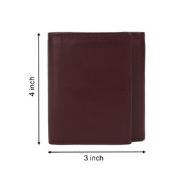 Leatherboss Leather Boys Slim Compact Flap Id and Coin Pocket Trifold Wallet for men women, Brown