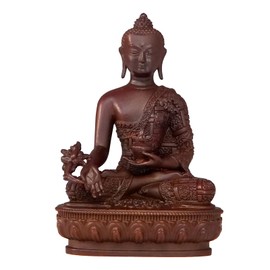 AksharaPadma Small Buddha Statue Indoor, Handmade Pure Copper Buddha Statues for Home Decor, Vintage Office Bedroom Shelf Decor Entryway (Bhaisajyaguru)