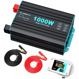 LANDERPOW 1000 Watt Pure Sine Wave Inverter, Power Inverter for Car, Camping, Solar, RV, Truck, Home, 12V DC to 120V AC Inverters with 3 AC Outlet, 30W USB-C, 5V 3.1A USB, Remote Control, Surge 2000W
