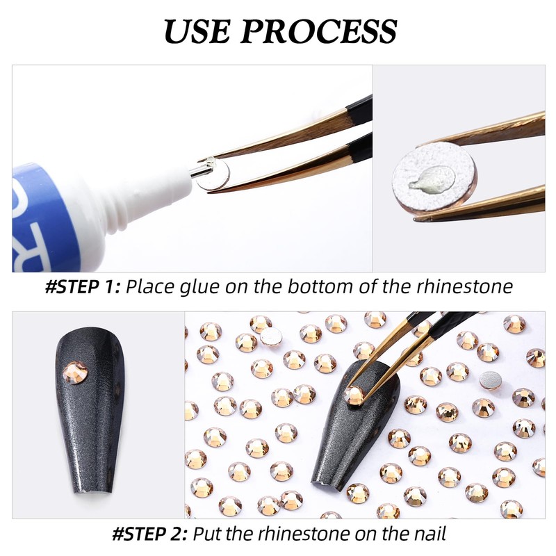 MEIBITE Meibite Gold Shadow Flatback Rhinestones, Glass Rhinestones for Nail