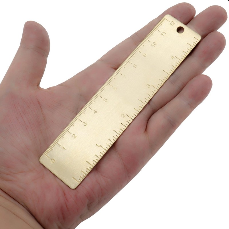 1Pcs 12cm Straight Brass Ruler, 120mm /4 Inches Metric Dual