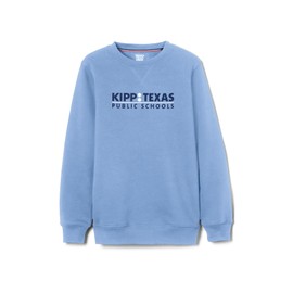 KIPP Texas Kids Youth Long Sleeve Crewneck Fleece Sweatshirt, Primary School Light Blue, 4-5