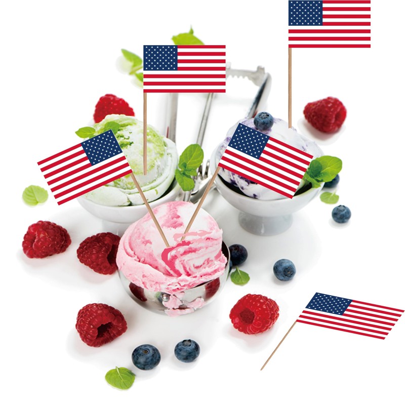 American US Toothpick Flag USA Small Mini Cocktail Fruit Cupcakes