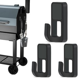 Loyanger 3pcs Magnetic Grill Hooks, Smoker Magnetic Tool Holders, Heavy Duty Grill Tool Utensil Holder Hanging Barbecue Tools for Refrigerator Oven Outdoor Accessories(Color:Black)