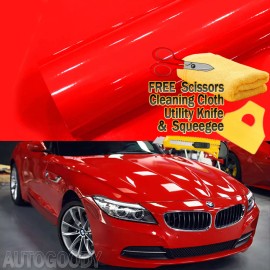 AUTOGOODY 120" x 60" Super Gloss Red Vinyl Film Wrap Sticker Air Bubble Free 10ft x 5ft