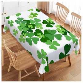 Walmsco Tablecloth Green Clover Luck Decor For Dining Room Kitchen Rectangular Table Cover 132 * 178cm