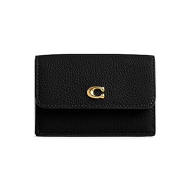 Coach Women's Essential Polished Pebble Mini Trifold Wallet, B4/Black, One Size