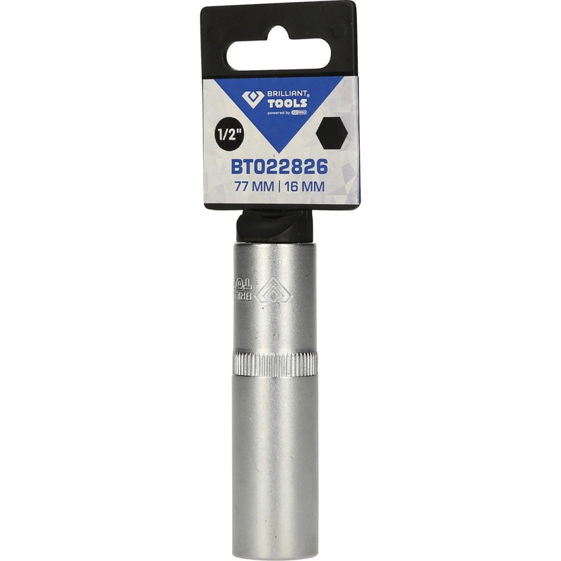 BRILLIANT TOOLS BT022826 1/2 Inch Hexagonal Socket, Long Design, 16
