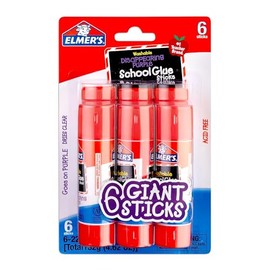 Elmer's Washable Disappearing Purple School Glue, 6 Giant Sticks (Pack of 1)