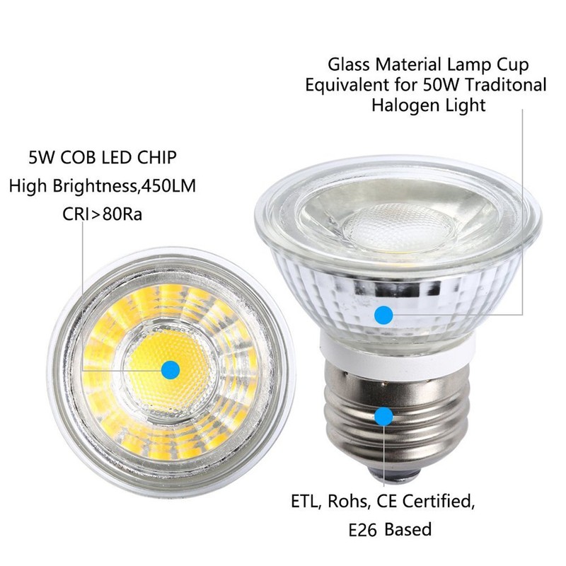 CTKcom 5W PAR16/HR16 LED Spotlight Bulb(4 Pack)- E26/E27 Base COB