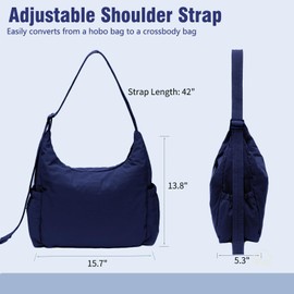 Large Crossbody Bags for Men Dark Blue X-XL Nylon Bag Casual Durable Purse with Water Bottle Holder