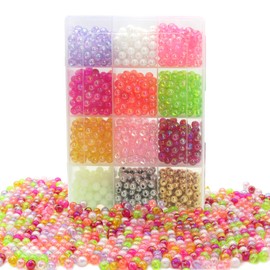 Mgowqav - Holographic Fishing Beads in 8mm for Rigs, Lures, and Baits (720 Pack, 12 Color Assortment)